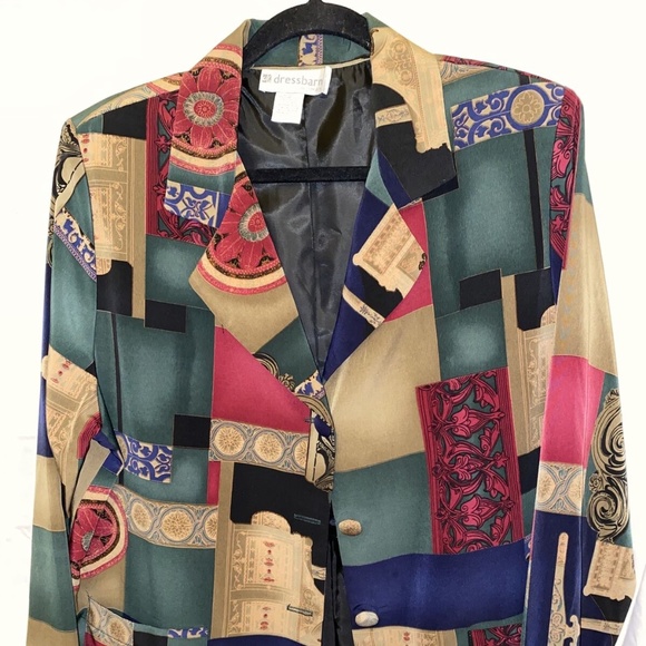 💕 4/$25 Dressbarn Vintage Block Patterned Blazer - Picture 1 of 6